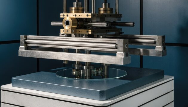Medium shot of XY gantry optical inspection stage showcasing precise linear motion for highresolution wafer alignment in semiconductor manufacturing environments.
