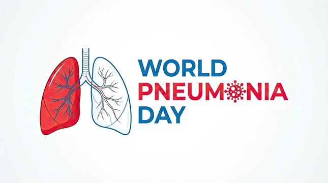 World Pneumonia Day awareness campaign poster with lungs and medical symbols. Health education vector illustration for global respiratory disease p...