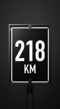 Roadside Mile Marker Sign Displaying Distance And Kilometer Count