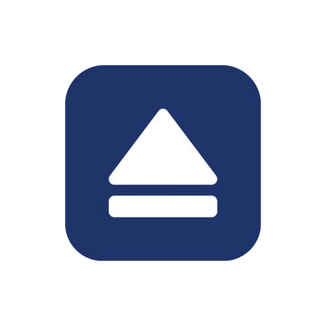 Eject symbol media player button icon on dark blue rounded rectangle.