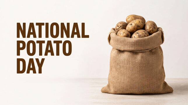 National potato day with sack of potatoes illustration