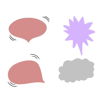 Colorful illustration of speech bubbles on transparent background for comics or cartoons