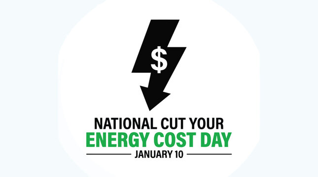 National cut your energy cost day banner with lightning bolt and dollar sign icon illustration