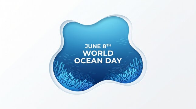 World ocean day badge with ocean illustration