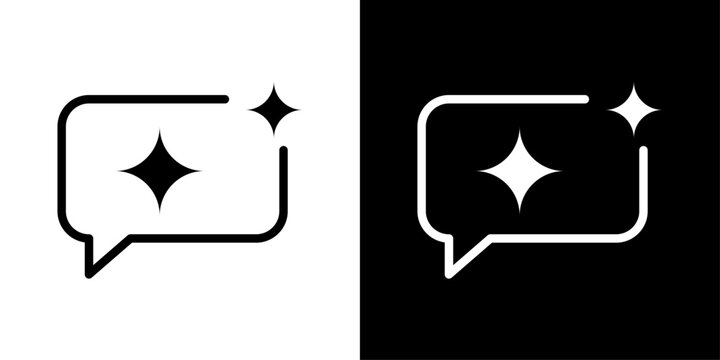 Modern chat bubble with sparkle icon representing AI prompts, smart messaging, text generation, chatbot conversations, creative writing, and digital communication.