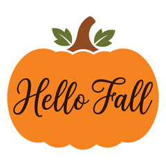 Obraz premium Festive halloween vector pumpkin illustration 'hello fall' typography for autumn designs and seasonal graphics