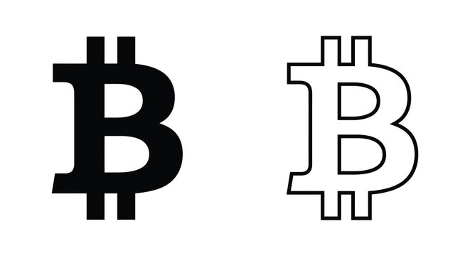 Bitcoin Symbol Variations In Black And White Silhouette