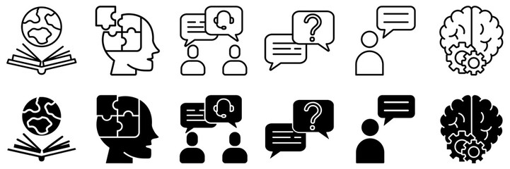 language icon set. Translation and knowledge symbol. Vector illustration © Roronoa15