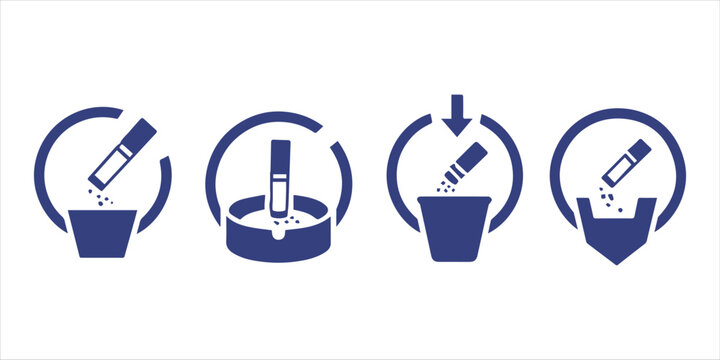 Cigarette disposal icon set silhouette Vector, illustration