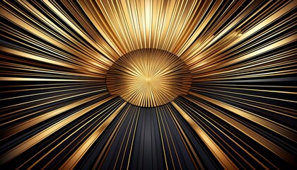 Obraz premium Luxury Gold And Black Sunburst Background With Radial Rays