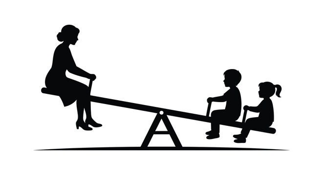 Seesaw With People Silhouette teeter totter playground equipment