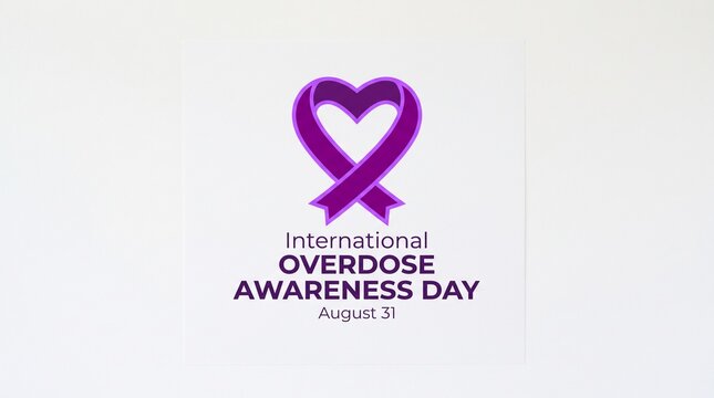 International overdose awareness day purple ribbon symbol