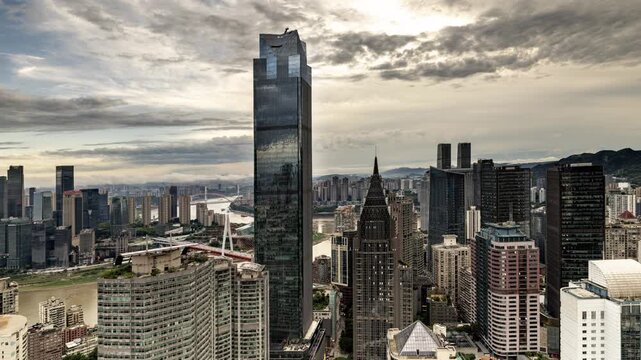 Chongqing cyberpunk city skyline fast loop