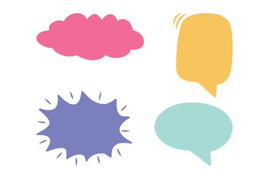 Colorful speech bubbles for comics or chat apps with transparent background PNG