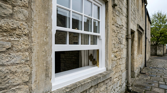 White timber sash window installation | Traditional period property window renovation | Double glazed Georgian sash windows for stone houses | Bespoke wooden sliding sash windows with pulleys