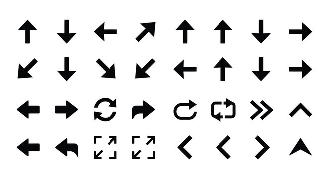 Arrow set vector icons on a white background