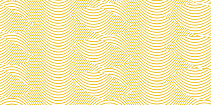 Yellow instant noodle, pasta and spaghetti texture with geometric wavy lines. Ramen, pasta vector pattern. Background abstract food illustration