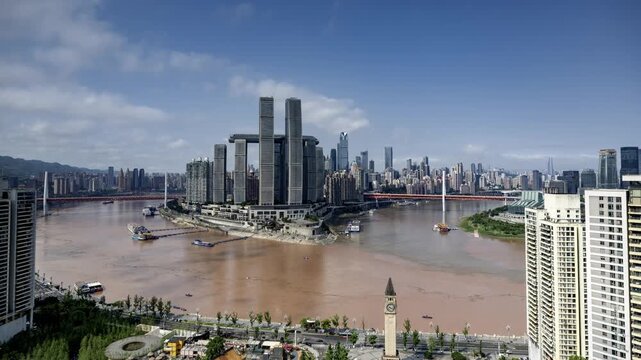 Chongqing cyberpunk city skyline fast loop