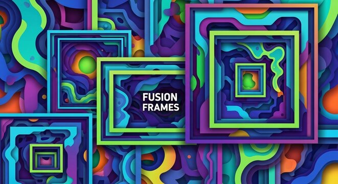 Vibrant multicolored abstract square frames.