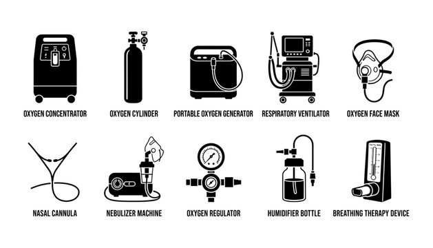 Oxygen Devices Including Concentrators, Cylinders, Generators, Ventilators, Masks, Cannulas, Nebulizers, Regulators, Humidifiers
