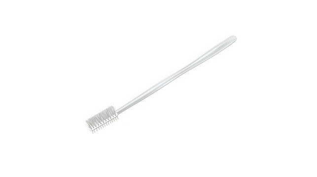 Disposable eyelash grooming spoolie brush tool for makeup application and precise eyebrow shaping isolated on a transparent background with handle presented professional