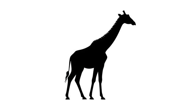 Silhouette giraffe standing against bright sky during day with simple isolated form