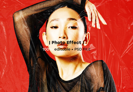 Plastic Wrap Texture Red Tone Photo Effect