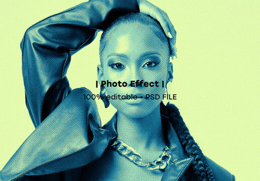 Blue Yellow Halftone Pop Art Photo Effect