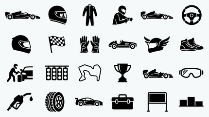 Obraz premium Racing and motorsport icons and symbols.