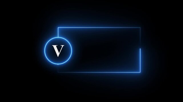 colorful glowing neon T text icon animation. Square rectangle picture frame with one tone neon color motion graphic on isolated black a background.neon text T, icon, 4k video black background.