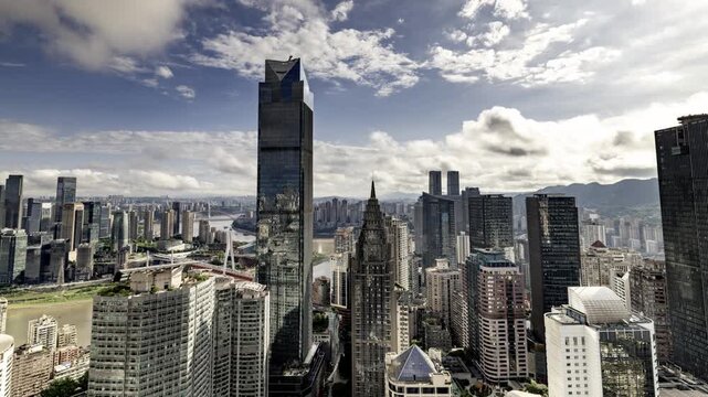Chongqing cyberpunk city skyline fast loop