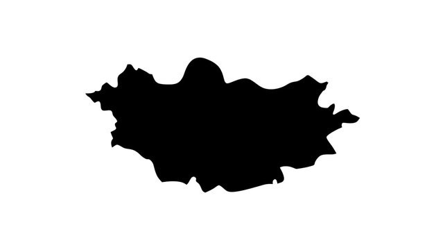 Mongolia country shape silhouette isolated on white background with clear outline for conceptual use