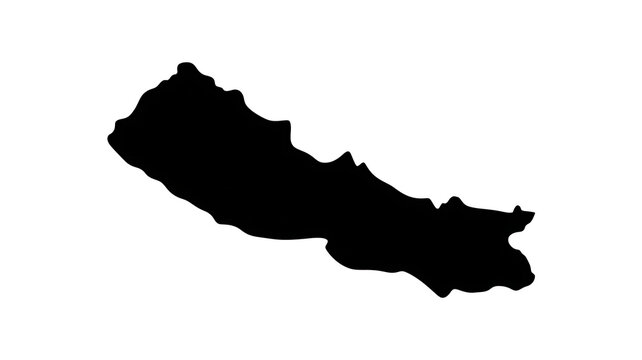 Nepal outline silhouette map isolated on a white background with clear space for text