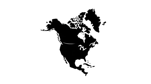 North America continent silhouette isolated on white for global business and travel concepts
