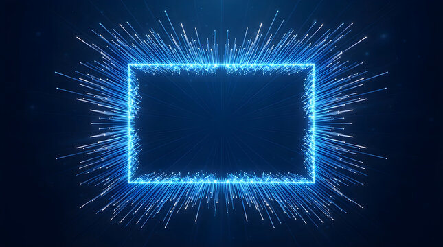Innovation Technology Concept with Glowing Blue Square and Light Rays