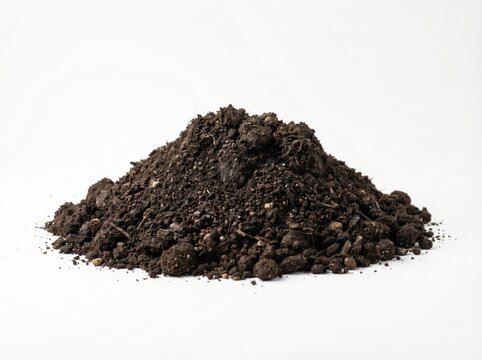 Rich Garden Soil Mound on White Background