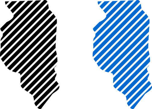 Illinois state map icons. Striped vector shapes of the US state of Illinois.