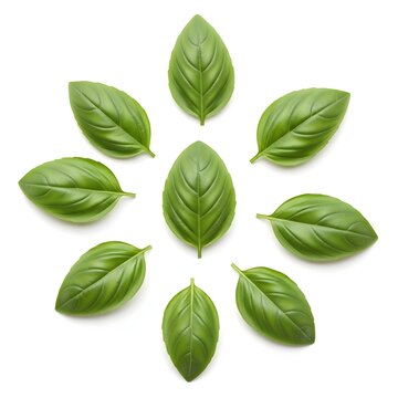 Fresh green basil leaves arrangement