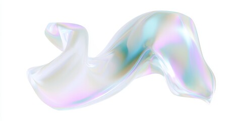Obraz premium Fluid light form, iridescent pastel colors on a pure white background