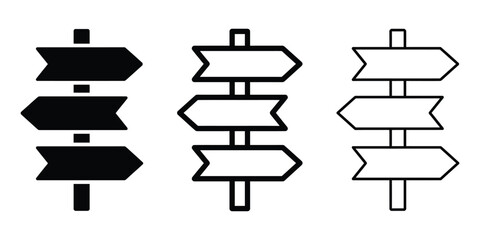 directional signpost and wayfinding icon silhouette vector outline and line art © MD