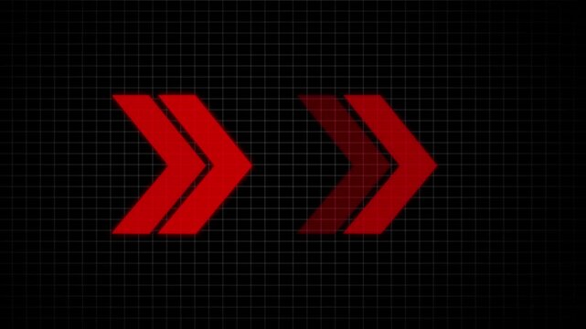 arrow icon concept animation right to left direction looping arrow loading and on black background.4k video