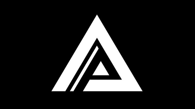 Abstract Geometric Triangle Shape with Internal Lines on Black Background