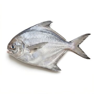 Whole Pomfret Fish Isolated on White Background