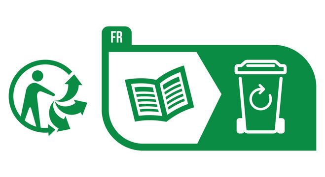 Triman logo information recyclable green logo vector sign