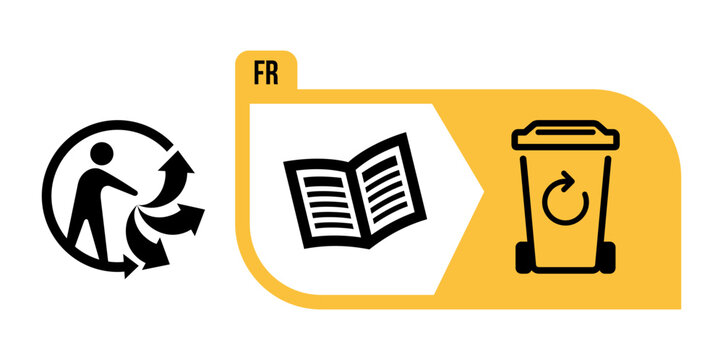 Triman logo information recyclable yellow logo