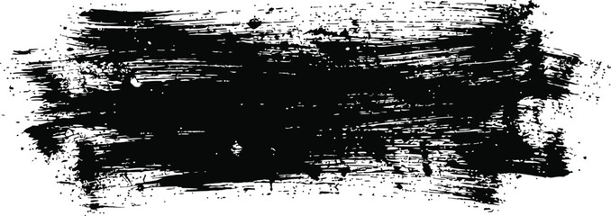 Black ink brush stroke with grunge texture for creative art and minimal street design element. © The king of vectors