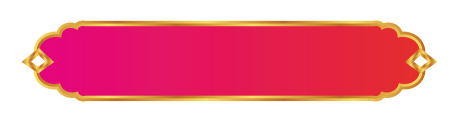 Elegant rectangular banner with red and pink gradient and luxury gold decorative border frame for wedding invitation or celebration greeting card © Progotibd303