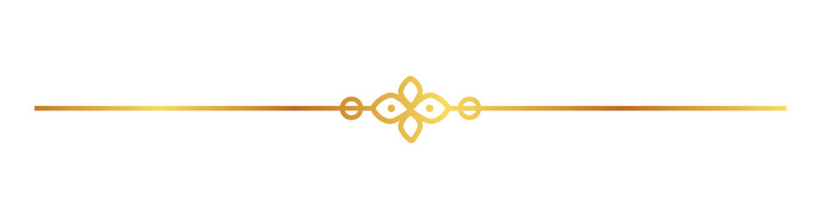 Elegant golden divider line with a decorative floral ornament in the center for luxury invitation cards and wedding stationery page layout design © Progotibd303