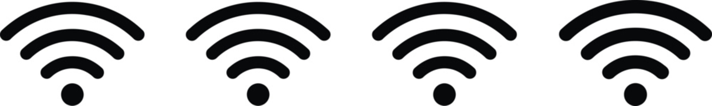 Wifi signal strength icons four levels of wireless connectivity indicator