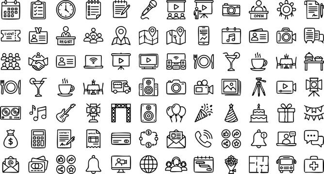Professional business and office lifestyle icon set with business lifestyle presentation strategy